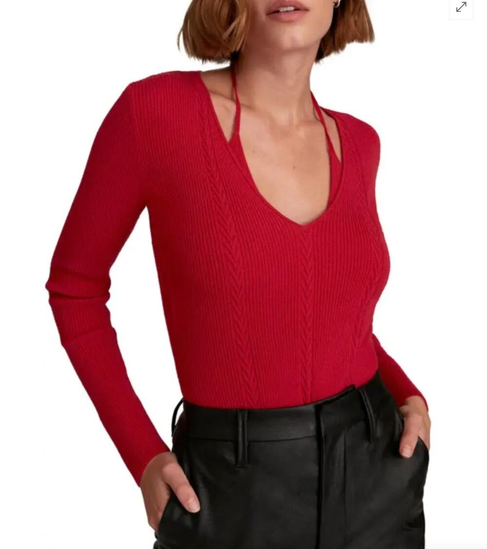 Favorite Daughter The Take Me Somewhere Halter Top Red Sweater NWT Size M